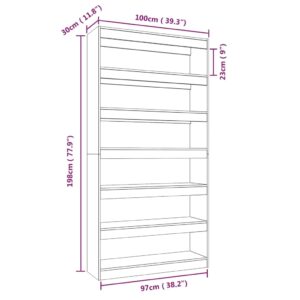 Βιβλιοθήκη/Διαχωρ. Χώρου Λευκό 100x30x198 εκ Επεξεργασμένο Ξύλο