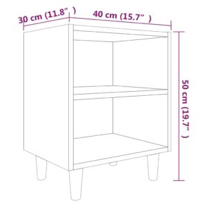 Κομοδίνα 2 τεμ. Καπνιστή Δρυς 40x30x50 εκ. Μασίφ Ξύλινα Πόδια