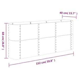 Ζαρντινιέρα Ασημί 152x40x68 εκ. Ατσάλι με Ηλεκτρ. Βαφή Πούδρας