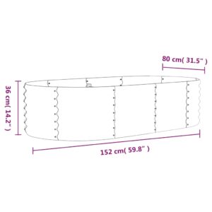 Ζαρντινιέρα Ασημί 152x80x36 εκ. Ατσάλι με Ηλεκτρ. Βαφή Πούδρας