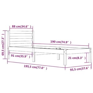 Πλαίσιο Κρεβατιού 90 x 190 εκ. από Ξύλο Πεύκου 3FT Single