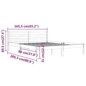 Πλαίσιο Κρεβατιού Καφέ Μελί 160 x 200 εκ. από Μασίφ Ξύλο Πεύκου