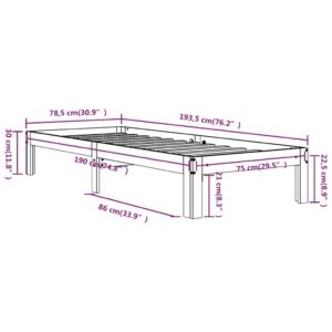 Πλαίσιο Κρεβατιού Λευκό 75x190 εκ. Μασίφ Ξύλο 2FT6 Small Single