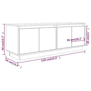 Έπιπλο Τηλεόρασης Λευκό 110 x 34 x 40 εκ. από Μασίφ Ξύλο Πεύκου