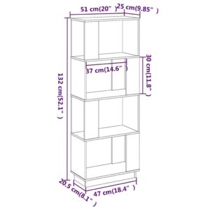 Βιβλιοθήκη/Διαχωριστικό Χώρου Λευκό 51x25x132 εκ. Μασίφ Πεύκο