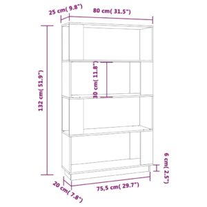 Βιβλιοθήκη/Διαχωριστικό Χώρου Λευκό 80x25x132 εκ. Μασίφ Πεύκο