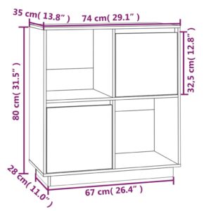 Ντουλάπι Καφέ Μελί 74 x 35 x 80 εκ. από Μασίφ Ξύλο Πεύκου