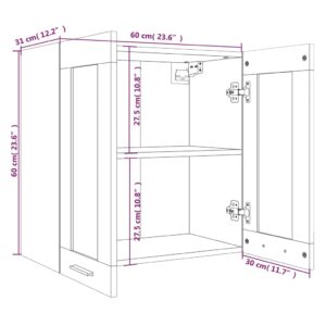 Κρεμαστό Ντουλάπι Γυάλινο Καφέ Δρυς 60x31x60 εκ. Επεξεργ. Ξύλο