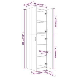 Ντουλάπα Γραφείου Καφέ Δρυς 60x32x190 εκ. Επεξεργασμένο Ξύλο