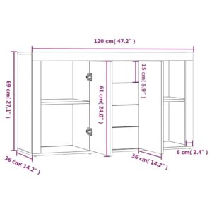 Μπουφές Καπνιστή Δρυς 120 x 36 x 69 εκ. από Επεξεργασμένο Ξύλο