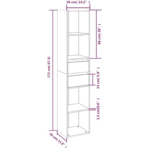 Βιβλιοθήκη Γκρι Sonoma 36 x 30 x 171 εκ. από Επεξεργασμένο Ξύλο