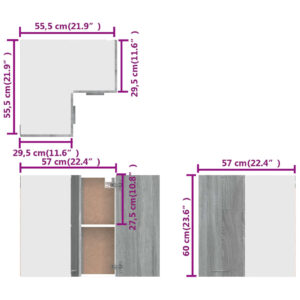 Ντουλάπι Κρεμαστό Γωνιακό Γκρι Sonoma 57x57x60 εκ. Επεξ. Ξύλο