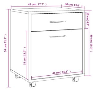 Ντουλάπι Με Ροδάκια Καφέ Δρυς 45x38x54 εκ. Επεξεργ. Ξύλο