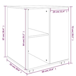 Ντουλάπι Με Ροδάκια Γκρι Sonoma 60 x 53 x 72 εκ. Επεξεργ. Ξύλο