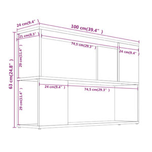 Βιβλιοθήκη Γκρι Sonoma 100 x 24 x 63 εκ. από Επεξεργασμένο Ξύλο