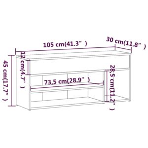 Παπουτσοθήκη Καφέ Δρυς 105 x 30 x 45 εκ. από Επεξεργασμένο Ξύλο