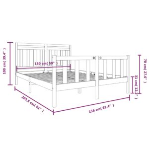 Πλαίσιο Κρεβατιού Λευκό 150x200 εκ από Μασίφ Ξύλο 5FT King Size