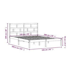 Πλαίσιο Κρεβατιού 150 x 200 εκ. από Μασίφ Ξύλο 5FT King Size