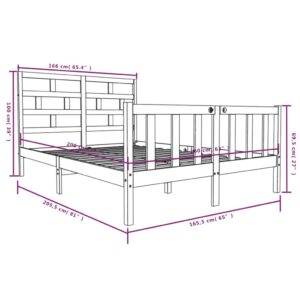 Πλαίσιο Κρεβατιού Μαύρο 160 x 200 εκ. από Μασίφ Ξύλο Πεύκου