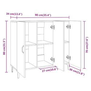 Ντουλάπι Γυαλιστερό Λευκό 90 x 34 x80 εκ. Επεξεργασμένο Ξύλο