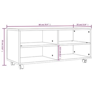 Έπιπλο Τηλεόρασης με Ροδάκια Γκρι Sonoma 90x35x35 εκ Επεξ. Ξύλο