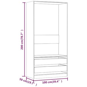 Ντουλάπα Καφέ Δρυς 100x50x200 εκ. από Επεξεργασμένο Ξύλο