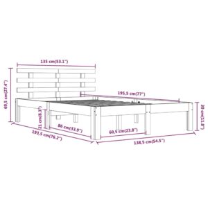 Πλαίσιο Κρεβατιού Μελί 135 x 190 εκ. Μασίφ Ξύλο 4FT6 Double