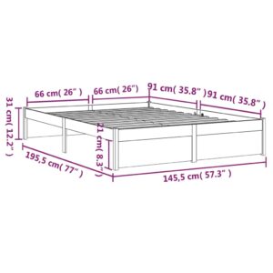 Πλαίσιο Κρεβατιού Μαύρο 140 x 190 εκ. από Μασίφ Ξύλο