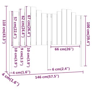 Κεφαλάρι Κρεβατιού Γκρι 146x4x110 εκ. από Μασίφ Ξύλο Πεύκου