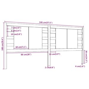 Κεφαλάρι Κρεβατιού Λευκό 146 x 4 x 100 εκ. Μασίφ Ξύλο Πεύκου