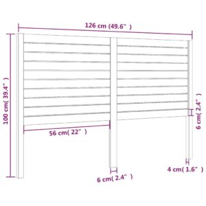 Κεφαλάρι Κρεβατιού Μαύρο 126 x 4 x 100 εκ. Μασίφ Ξύλο Πεύκου