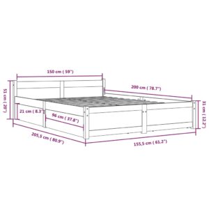 Πλαίσιο Κρεβατιού με Συρτάρια Γκρι 150 x 200 εκ. 5FT King Size