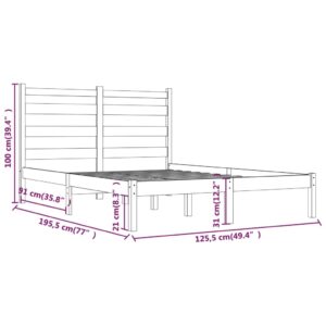 Πλαίσιο Κρεβατιού Γκρι 120x190 εκ. Μασίφ Πεύκο 4FT Small Double