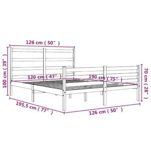 Πλαίσιο Κρεβατιού Γκρι 120x190 εκ. Μασίφ Πεύκο 4FT Small Double