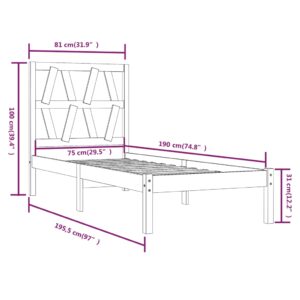 Πλαίσιο Κρεβατιού Λευκό 75x190 εκ Μασίφ Πεύκο 2FT6 Small Single