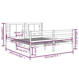 Πλαίσιο Κρεβατιού Γκρι 140 x 200 εκ. από Μασίφ Ξύλο Πεύκου