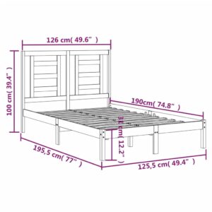 Πλαίσιο Κρεβατιού Λευκό 120x190 εκ. Μασίφ Ξύλο 4FT Small Double