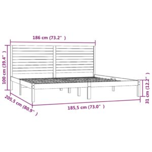 Πλαίσιο Κρεβατιού Γκρι 180 x 200 εκ Ξύλο Πεύκου 6FT Super King