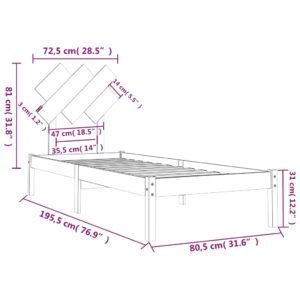 Πλαίσιο Κρεβατιού LED Λευκό 75x190 εκ. Ξύλο 2FT6 Small Single