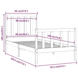 Πλαίσιο Κρεβατιού 90 x 190 εκ. από Μασίφ Ξύλο 3FT Single