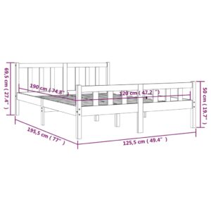 Πλαίσιο Κρεβατιού Λευκό 120x190 εκ. Μασίφ Ξύλο 4FT Small Double