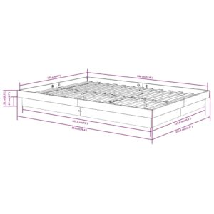 Πλαίσιο Κρεβατιού Μαύρο 120x190 εκ. Μασίφ Ξύλο 4FT Small Double