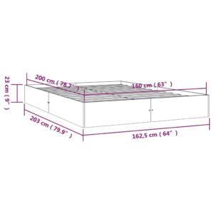 Πλαίσιο Κρεβατιού Καφέ Μελί 160 x 200 εκ. από Μασίφ Ξύλο