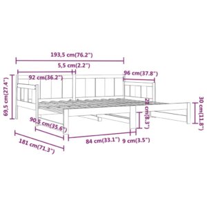 Καναπές Κρεβάτι Συρόμενος Γκρι 2x(90x190) εκ. Μασίφ Ξύλο Πεύκου