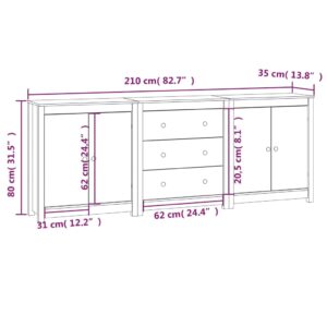 Ντουλάπι Καφέ Μελί 210x35x80 εκ. από Μασίφ Ξύλο Πεύκου