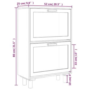 Παπουτσοθήκη Μαύρη 52x25x80 εκ Επεξεργασμένο Ξύλο&Φυσικό Ρατάν