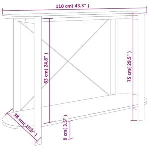 Τραπέζι Κονσόλα Μαύρο 110 x 38 x 75 εκ. Επεξεργασμένο Ξύλο