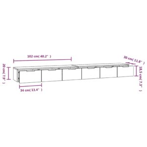 Ντουλάπια Τοίχου 2 τεμ. Γκρι Sonoma 102x30x20 εκ. Επ. Ξύλο