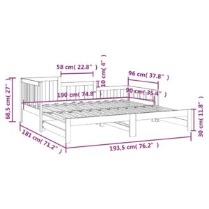 Καναπές Κρεβάτι Συρόμενος Μελί 2x(90x190) εκ. Μασίφ Ξύλο Πεύκου