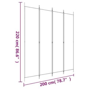 Διαχωριστικό Δωματίου με 4 Πάνελ Μαύρο 200 x 220 εκ. Υφασμάτινο